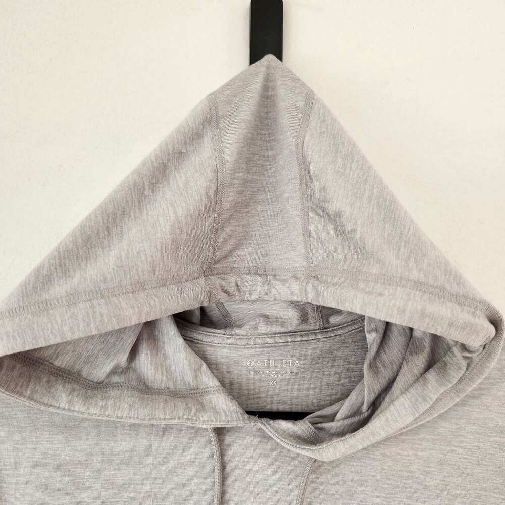 Athleta Cropped Grey Lightweight Hoodie Hooded Sweatshirt Lightweight Women's XS - Picture 3 of 11